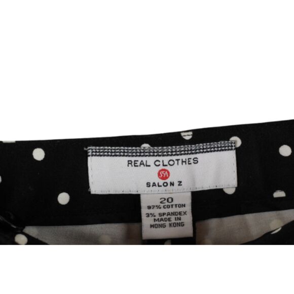 Real Clothing Black White Polka Dot Women's Pants Front Pockets Zip 20 058 - Picture 2 of 4